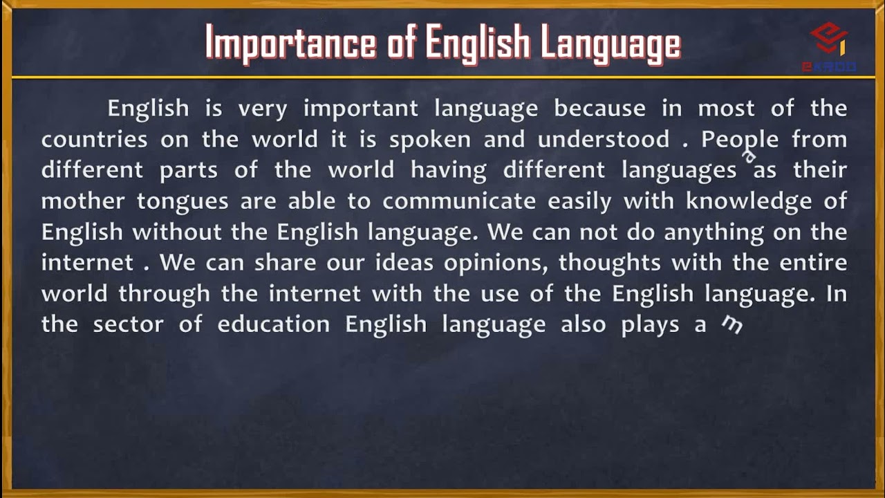 essay 003- importance of english language | learning english is important for working by ekhroo