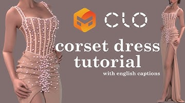 crystal pearl dress in clo3d/marvelous designer tutorial