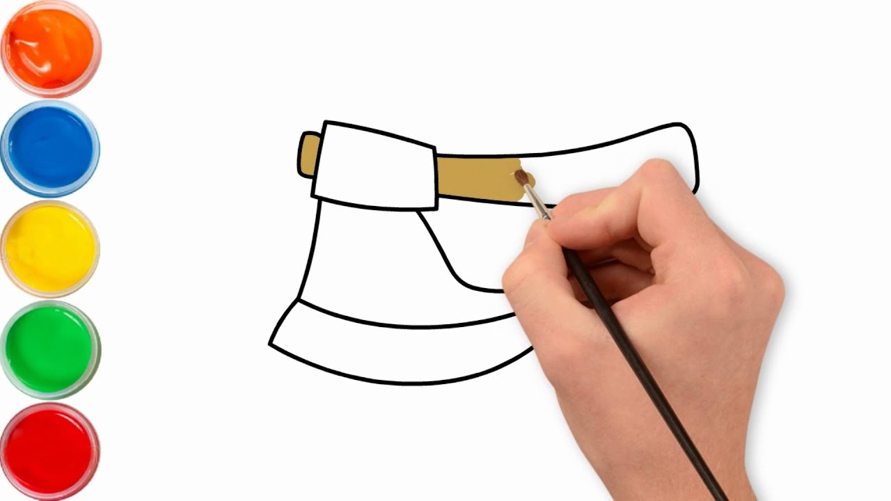 How to draw and color an AXE for kids EASY and STEP BY STEP? 😍🌹 - YouTube
