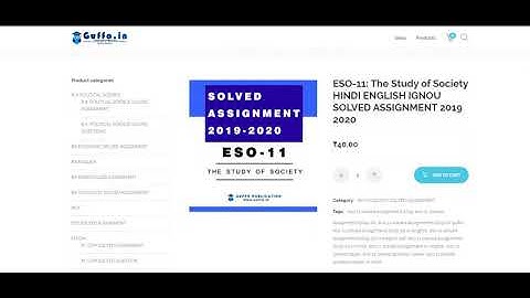 ESO-11 The Study of Society (HINDI and ENGLISH) IGNOU SOLVED ASSIGNMENT 2019 2020