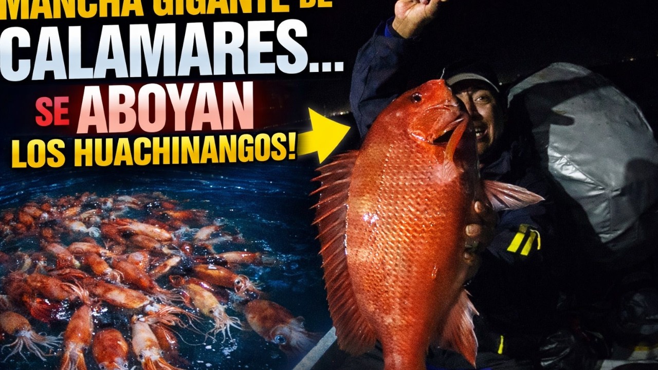 🦑💥 ¡LOCURA EN EL MAR! Mancha Gigante de Calamares y los Huachinangos Se Aboyan