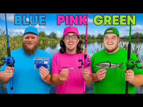 BLUE vs PINK vs GREEN - One Color Fishing Challenge!