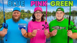 BLUE vs PINK vs GREEN - One Color Fishing Challenge!