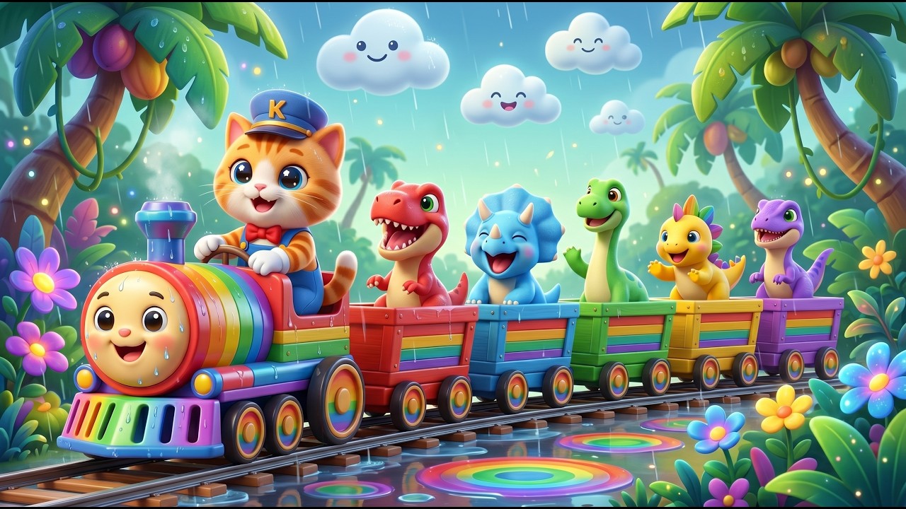 Five Little Dinosaurs Riding on a Train 🦖 Choo Choo Train