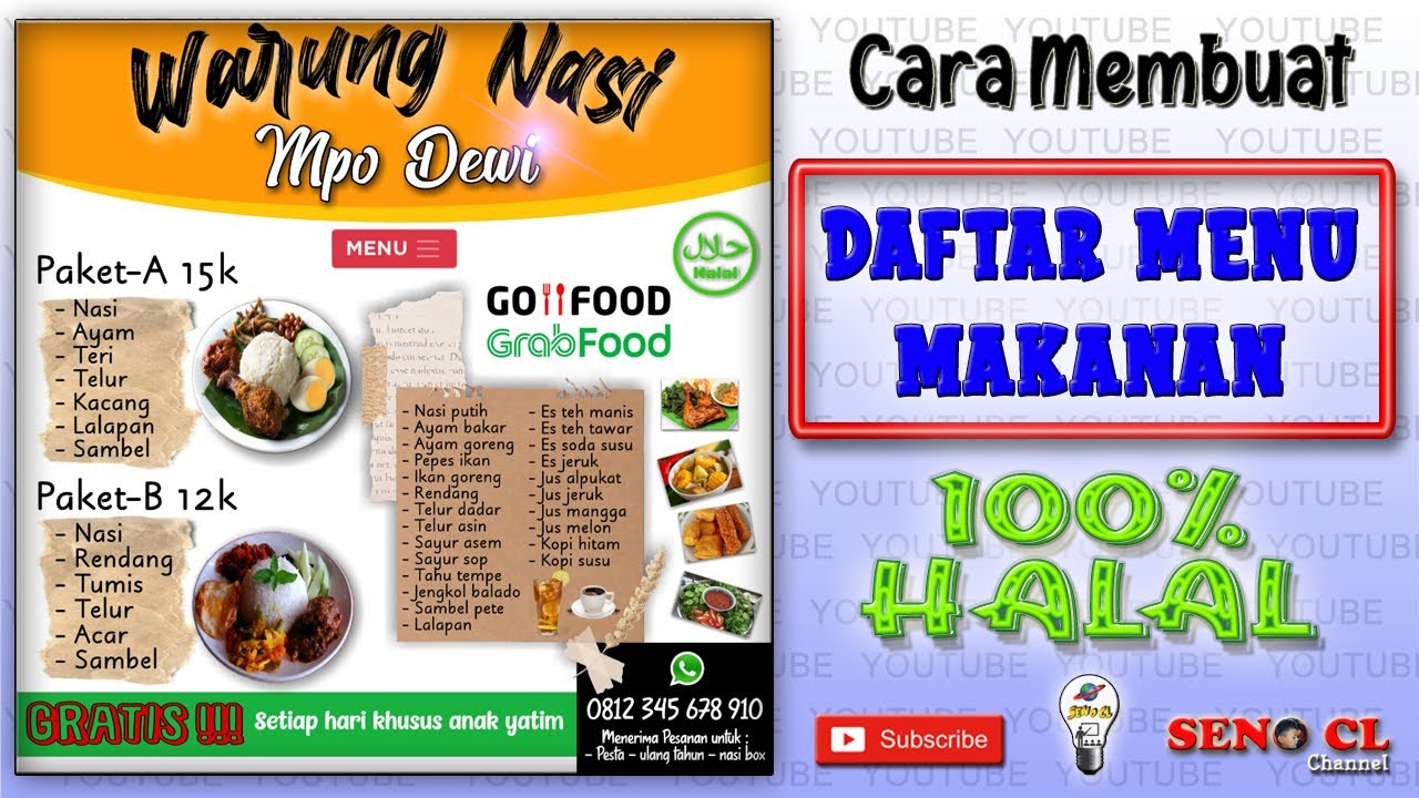 CARA BUAT DAFTAR MENU MAKANAN || Pake HP Android || PART-6 - YouTube