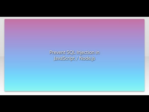 Prevent SQL Injection in JavaScript / Node.js