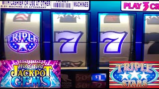 CLASSIC OLD SCHOOL CASINO SLOTS: 4 REEL TRIPLE STARS + WILD WILD JACKPOT GEMS SLOT PLAY!