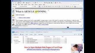 How to OPEN Multiple Web Pages Simutaneousely in FrontPage Html Editor