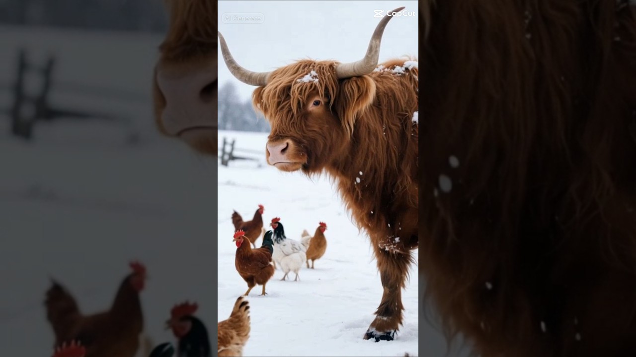 Highland Cow in Winter ❄️🐄 | Peaceful Farm Nature Short