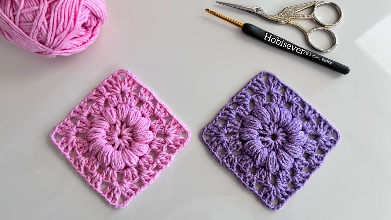 Квадратный мотив попкорна крючком / Легкая схема вязания крючком детского одеяла для начинающих