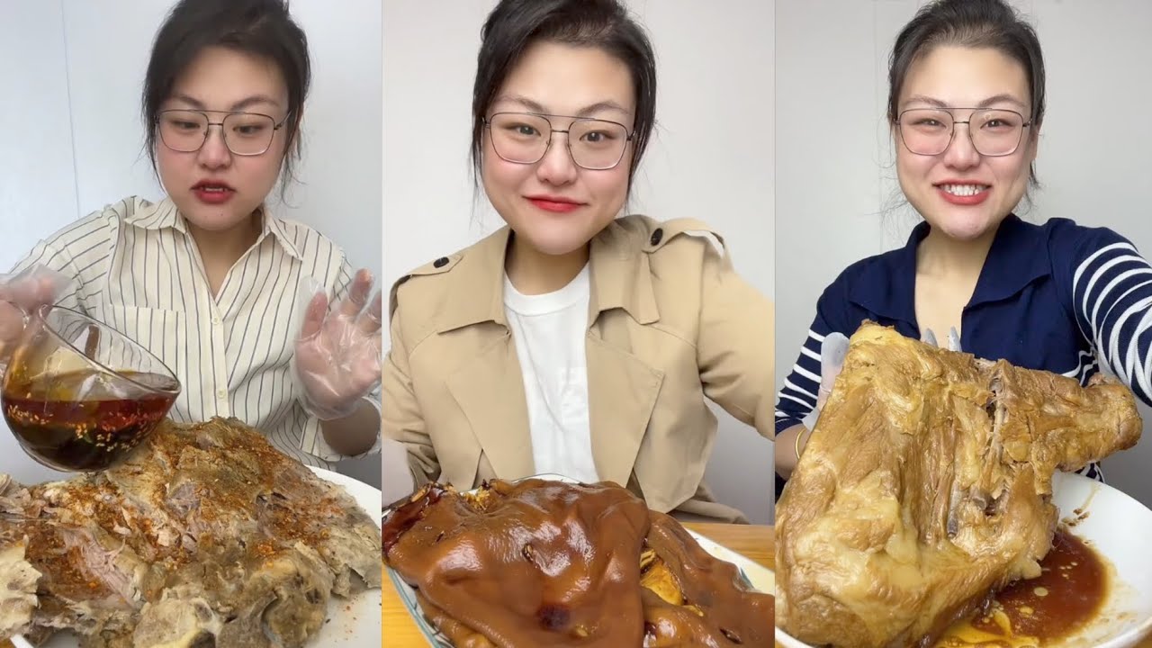 Mukbang Challenge:Eat cow tongue belly rib belly pork skin roll 🥐#mukbang #yummyfood  #eatingsounds