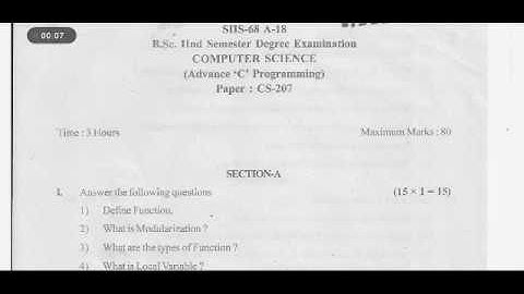 Computer Science CBCS question paper for B.sc 2nd semester gulbarga university 2020 part 1