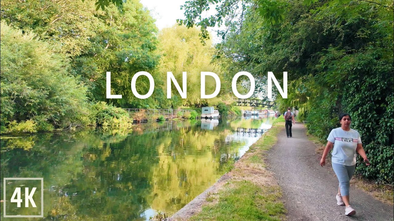 London Morning Walk Along Grand Union Canal to Uxbridge 4K