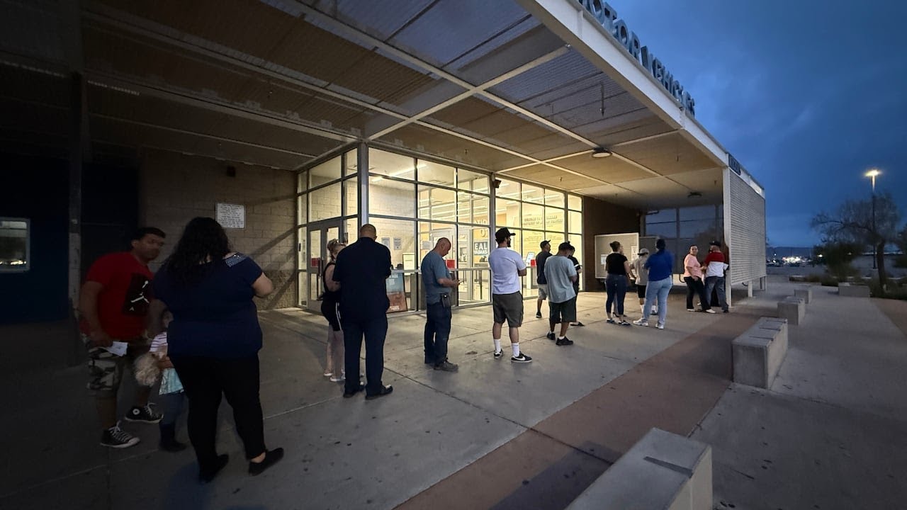 Nevada drivers line up after hours at DMV kiosks after some services resume