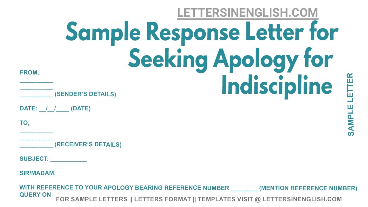 Sample Response Letter For Seeking Apology For Indiscipline Apology