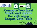 Uipathtutorial 29compare two excel sheets and update the cells lookup data table excel comparison