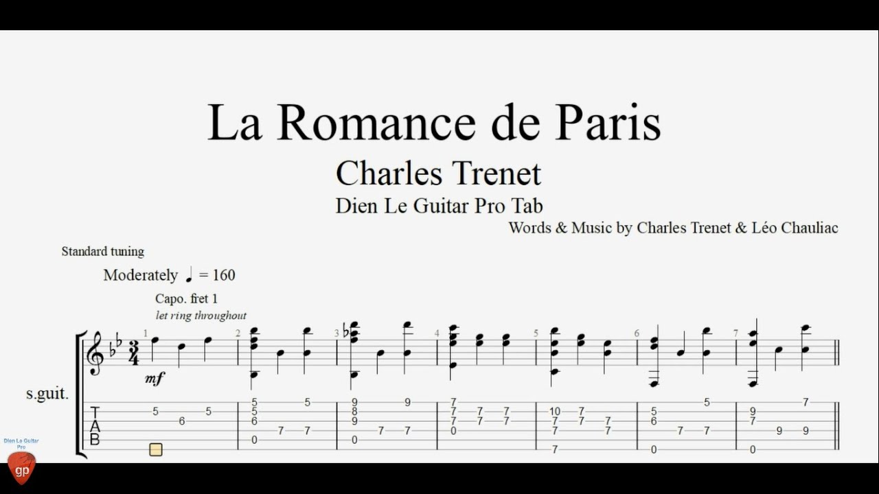 La Romance de Paris - Guitar Tutorial + TAB - YouTube