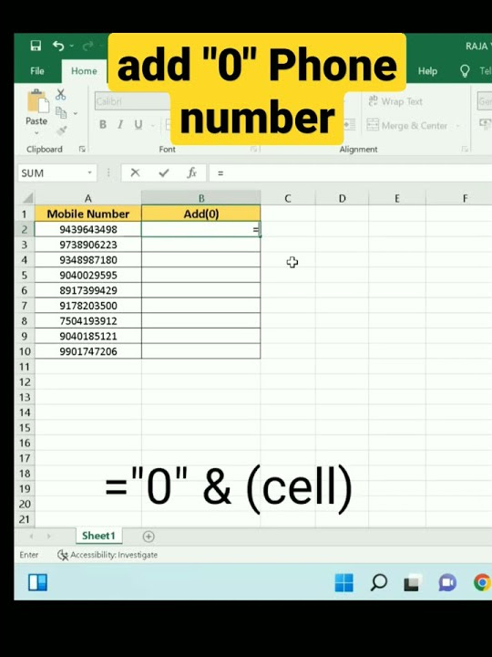 How to add 0 in excel 7 exceltutorial shortfeed exceltips