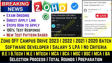 Zoho OFF Campus Drive 2023 | 2022 | 2021-2018 Software Developer Salary 5 LPA Instant 100% Exam Mail