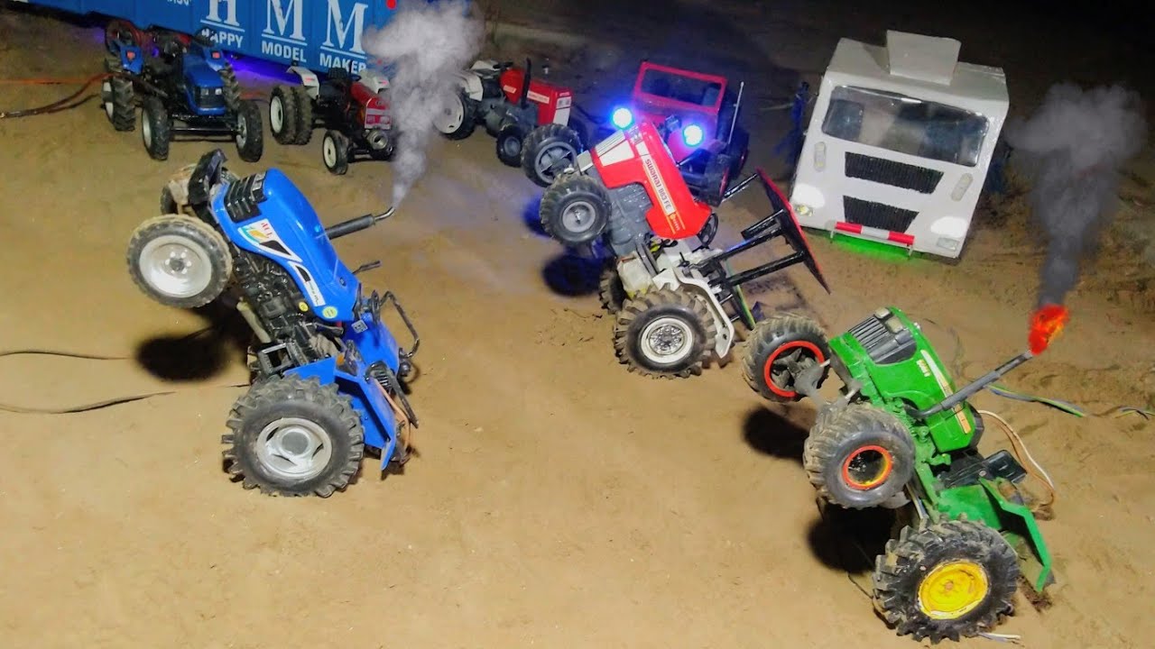 Toy Tractor Stunt | Swaraj 963 & John Deere 5055 & Ace 60