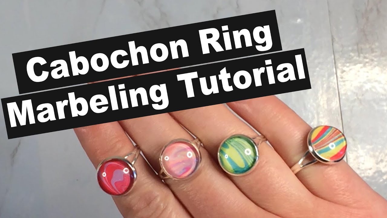 Nail polish water marbled cabochon ring easy jewelry tutorial YouTube