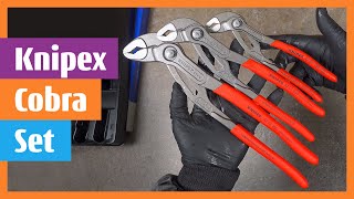 KNIPEX Cobra® Set 00 20 09 V02 Pliers grey atramentized, handles with non-slip plastic coating