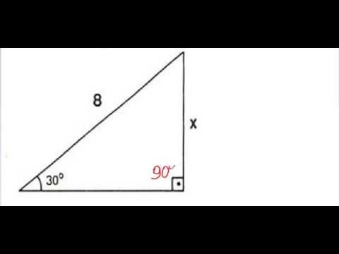 Curso de Matemática Questão de trigonometria Cálculo de x seno ângulo 30  graus triângulo retângulo 