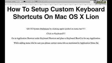 How To Setup Custom Keyboard Shortcuts On Mac OS X Lion