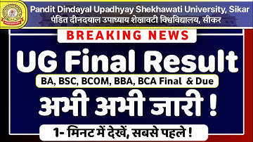Shekhwati University UG final result जारी PDUSU BA BSC BCOM BBA BCA Result Jari | PDUSU Updates