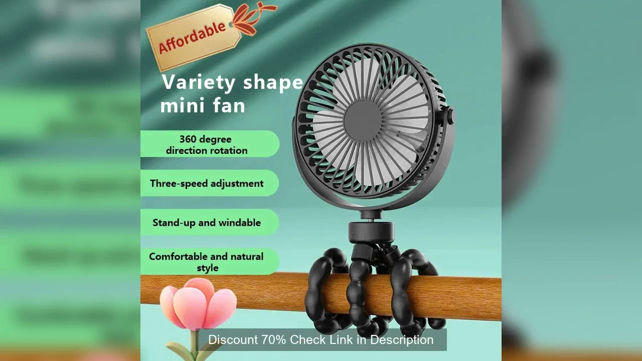 Portable Oscillating Pram Fan Mini Handheld Personal Car Seat Baby Fan with Flexible Tripod Clip-on