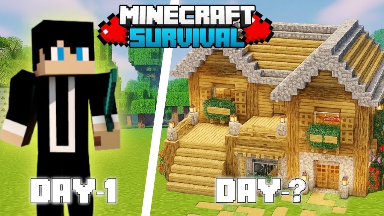 Minecraft PE Survival series EP - 1 in Hindi 1.21 | Made Survival house ...