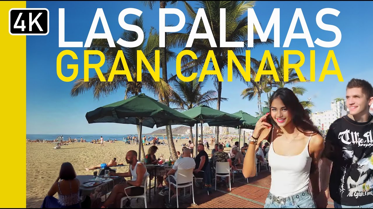 Las Palmas, Gran Canaria 4k Walking Tour From Port to Las Canteras Beach [4k 60fps]