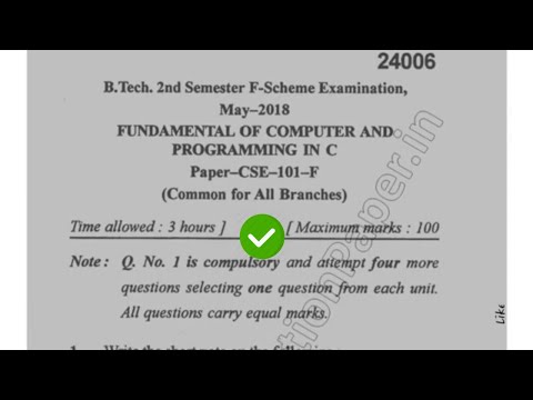 2018 Mdu BTech 2nd Sem Computer Fundamental and Programming Question Paper #MduQuestionPaper