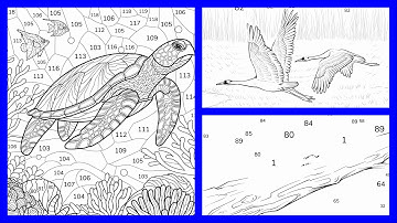 Color By Number A Day in Wildlife 01 Zen Color App Collection Mosaic Turtle Frogs Cranes #coloring