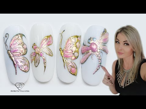Aurora pigment nail art. Dragonfly nail art. Butterfly nail art 🦋 ...