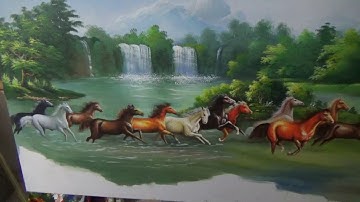 Hoạ sĩ hướng dẫn vẽ tranh sơn dầu bát mã truy phong