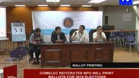 COMELEC reiterates NPO will print ballots for 2016 elections