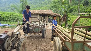 Transporting bamboo to build a kitchen, the boy's daily life raising chickens, ducks, and pigs