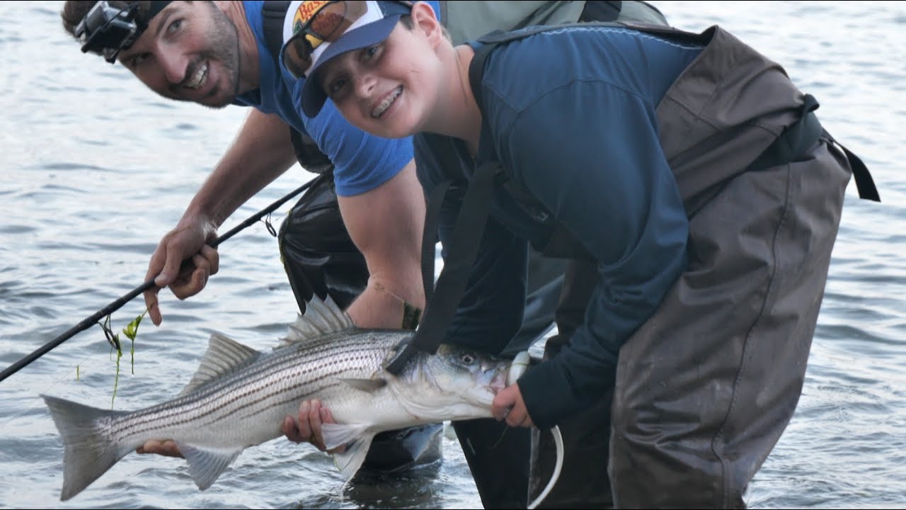 Shore Fishing for Stripers with Fish Snax Soft Plastics YouTube