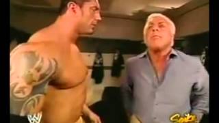 WWE Raw (2004) - Batista Backstage with Ric Flair - 9/27/04