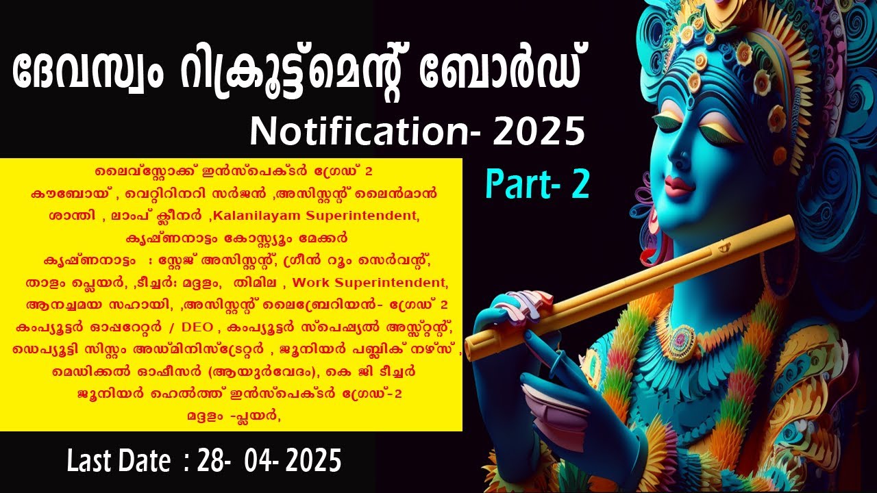 Kerala Devaswom Board Notification 2025 - Part 2