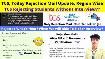 🛑TCS, Today Rejection Mail Update, All-Region Wise | TCS Rejecting Students Without Interview How??
