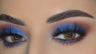 مكياج عيون ازرق غامق /نيلي  classic blue makeup look