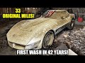 33 original miles corvette barn find  first wash in 42 years  satisfying restoration