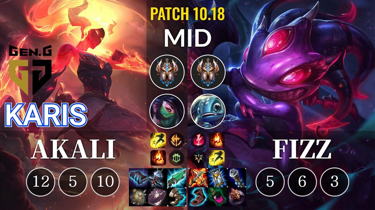 GEN Karis Akali vs Fizz Mid - KR Patch 10.18