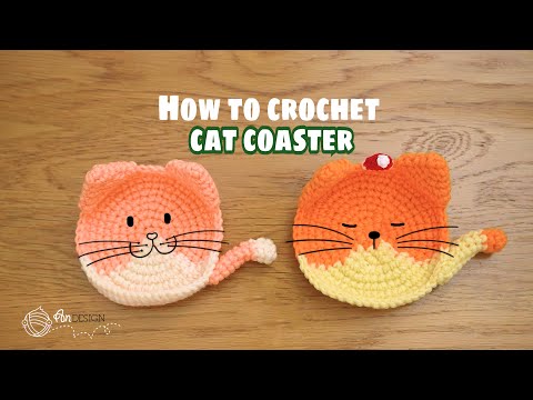 Cat's coaster crochet pattern | 花色猫杯垫编织 - YouTube