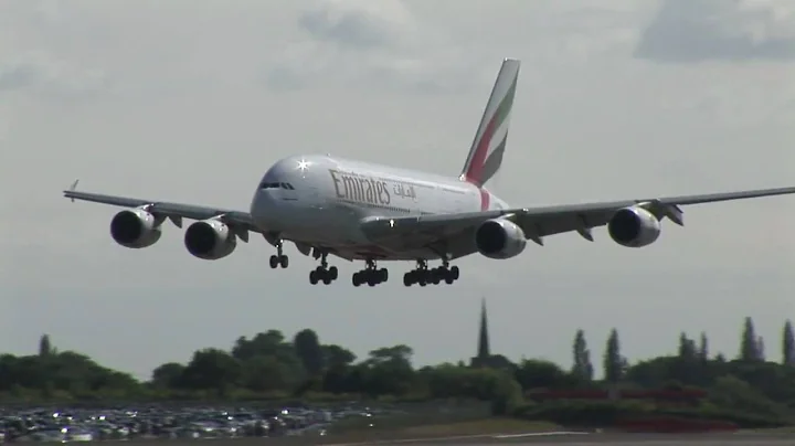 Emirates A380 at Birmingham Airport's 70th anniversary, with landing and take off (Airside in HD)