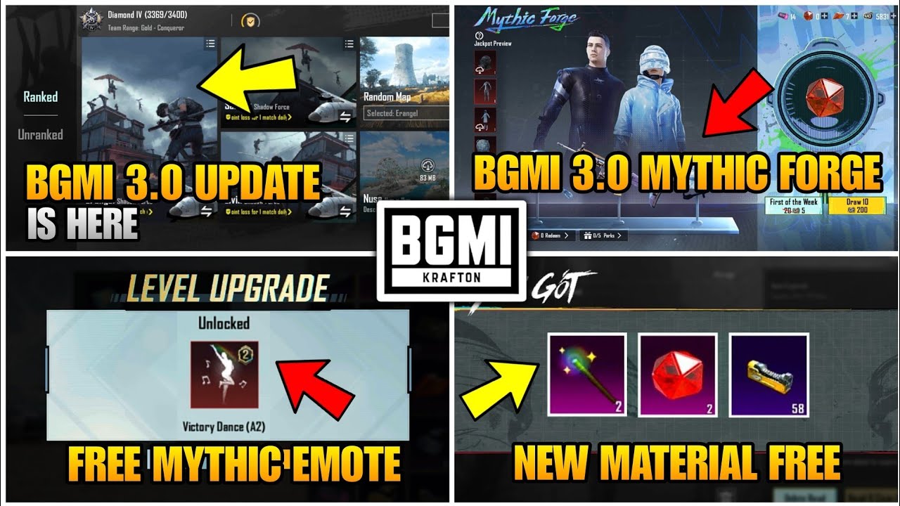 BGMI 3.0 UPDATE IS HERE 😍 | FREE MYTHIC EMOTE BGMI | FREE UPGRADE ...