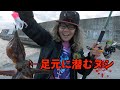 足元の岸壁に張り付いていた巨大タコを捕獲！！
