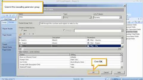 Create a cascading prompt to select records: Crystal Reports 2011